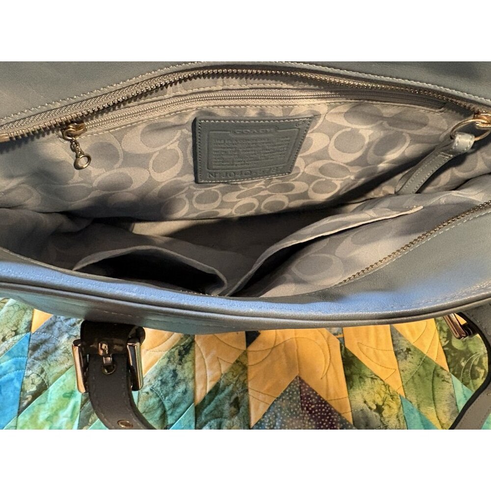 Vtg Coach Large Leather Hobo Shoulder Blue Teal Gallery Tote Bag Purse 2004 EUC - Picture 10 of 16